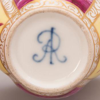 Three pairs of Dresden porcelain cups and saucers, 18th-19th Century.