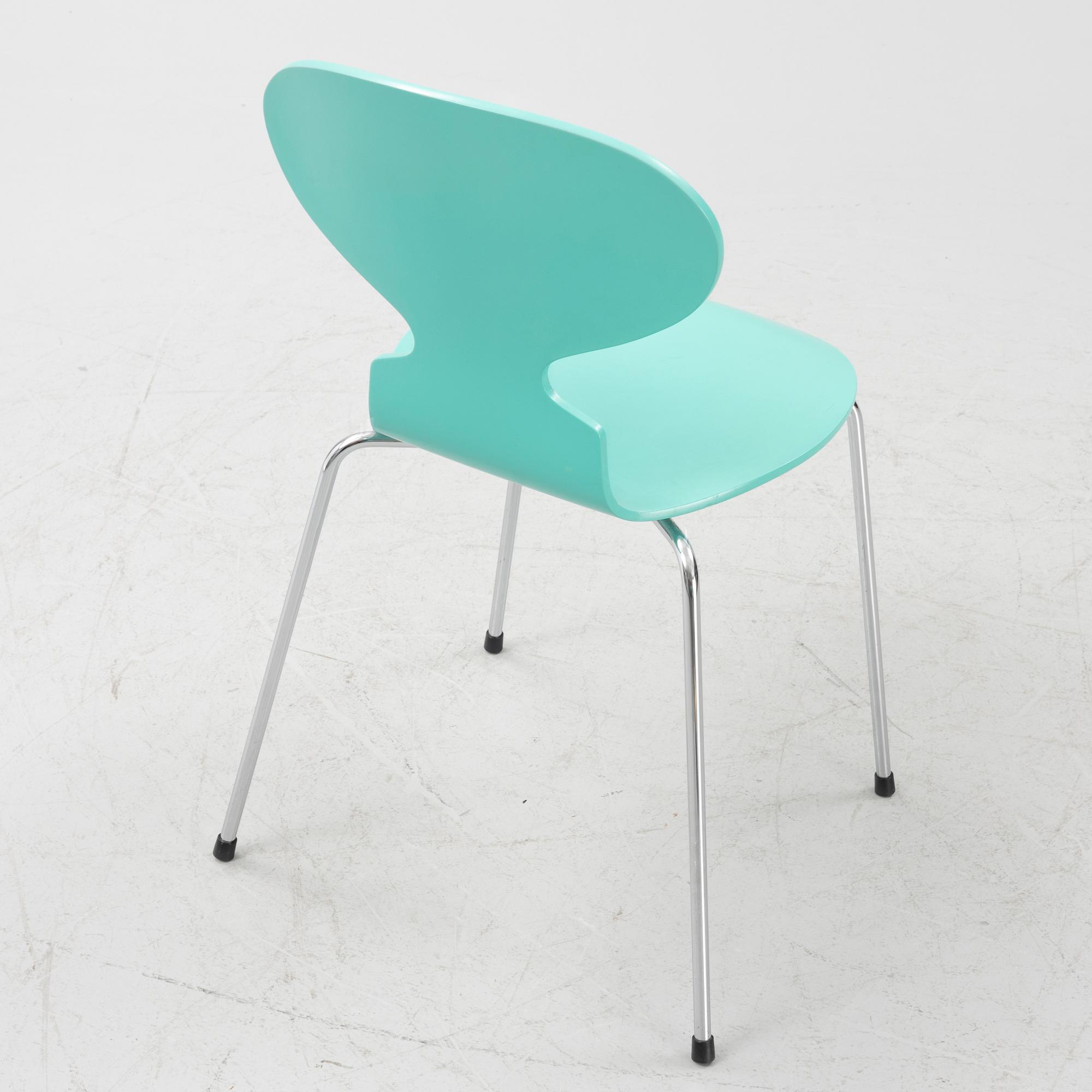 Arne Jacobsen, four 'Ant' chairs, Fritz Hansen, Denmark, 1992-97.