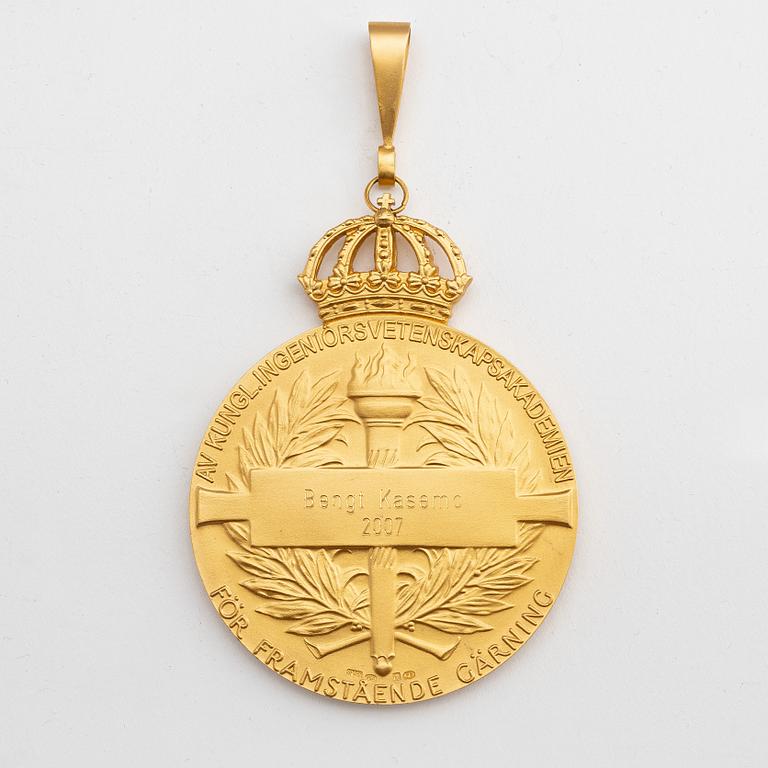 The Royal Swedish Academy of Engineering, gold medal. Awarded to Professor Bengt Kasemo in 2007.