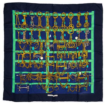 Hermès, two scarves "Arcs en Ciel" and "Mors & Filets".