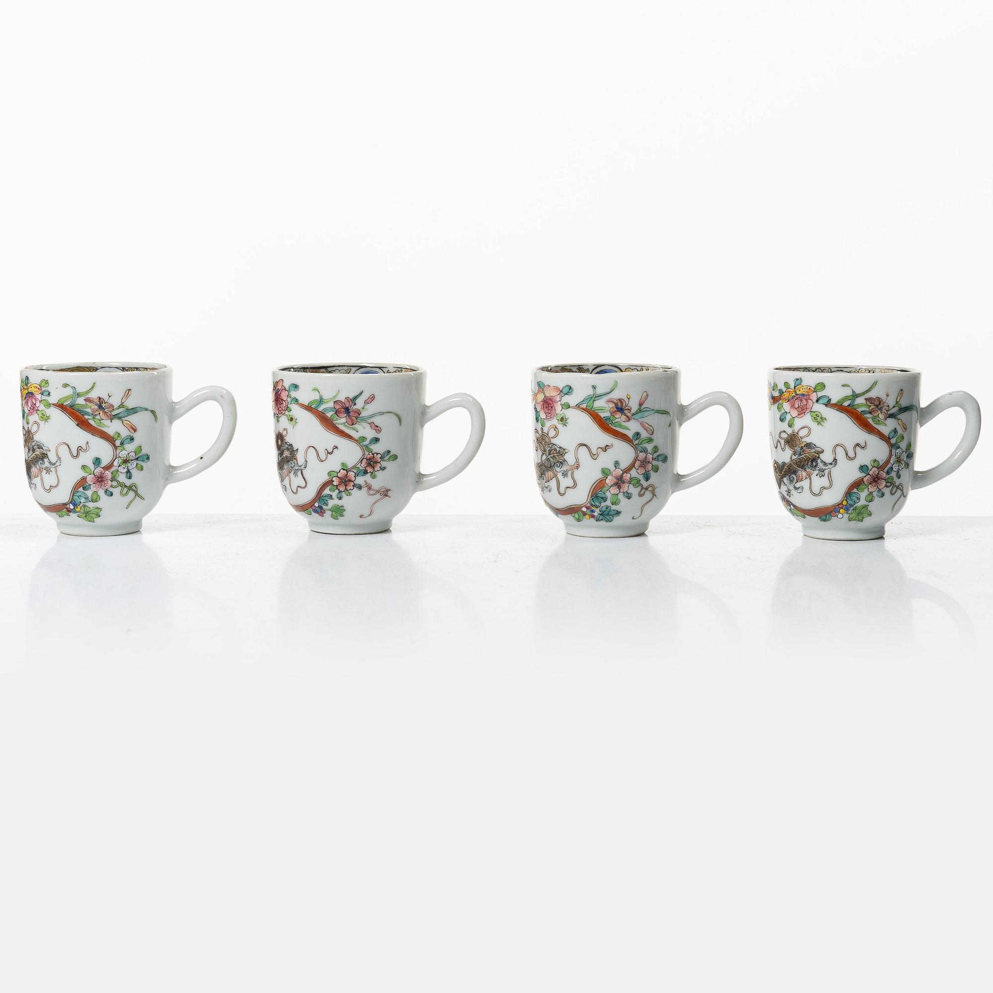 A group lot of 11 Chinese cups, Qing dynasty, Qianlong (1736-95).