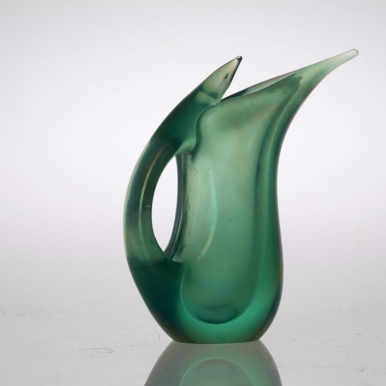 A Giorgio Ferro 'Anse Volante' glass pitcher, A.VE.M (Arte Vetraria Muranese), Italy 1950's.