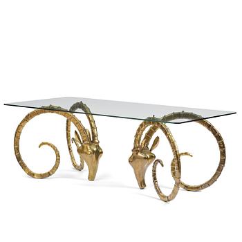 62. Alain Chervet, a brass and glass 'Ibex' dining table, France, 1970's.