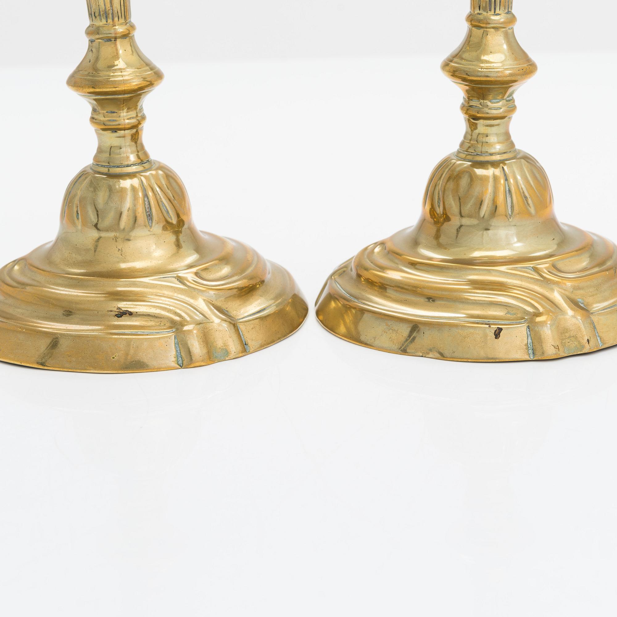 A pair of mid-18th century candlesticks France.