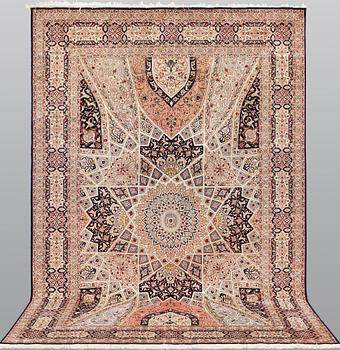 A part silk Tabriz carpet, so called 50 Radj, c. 300 x 200 cm.