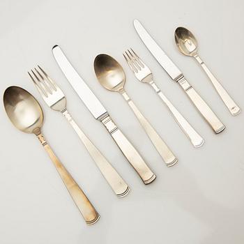 Jacob Ängman, bestickuppsättning, 106 delar, silver, "Rosenholm", GAB, Stockholm, 1900-talets andra hälft.