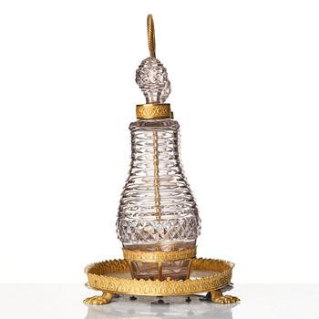 A Empire gilded brass and glass, cruet-set.