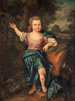 371. Peter Lely (Pieter van der Faes) Circle of, Boy with Roman clothing in landscape.