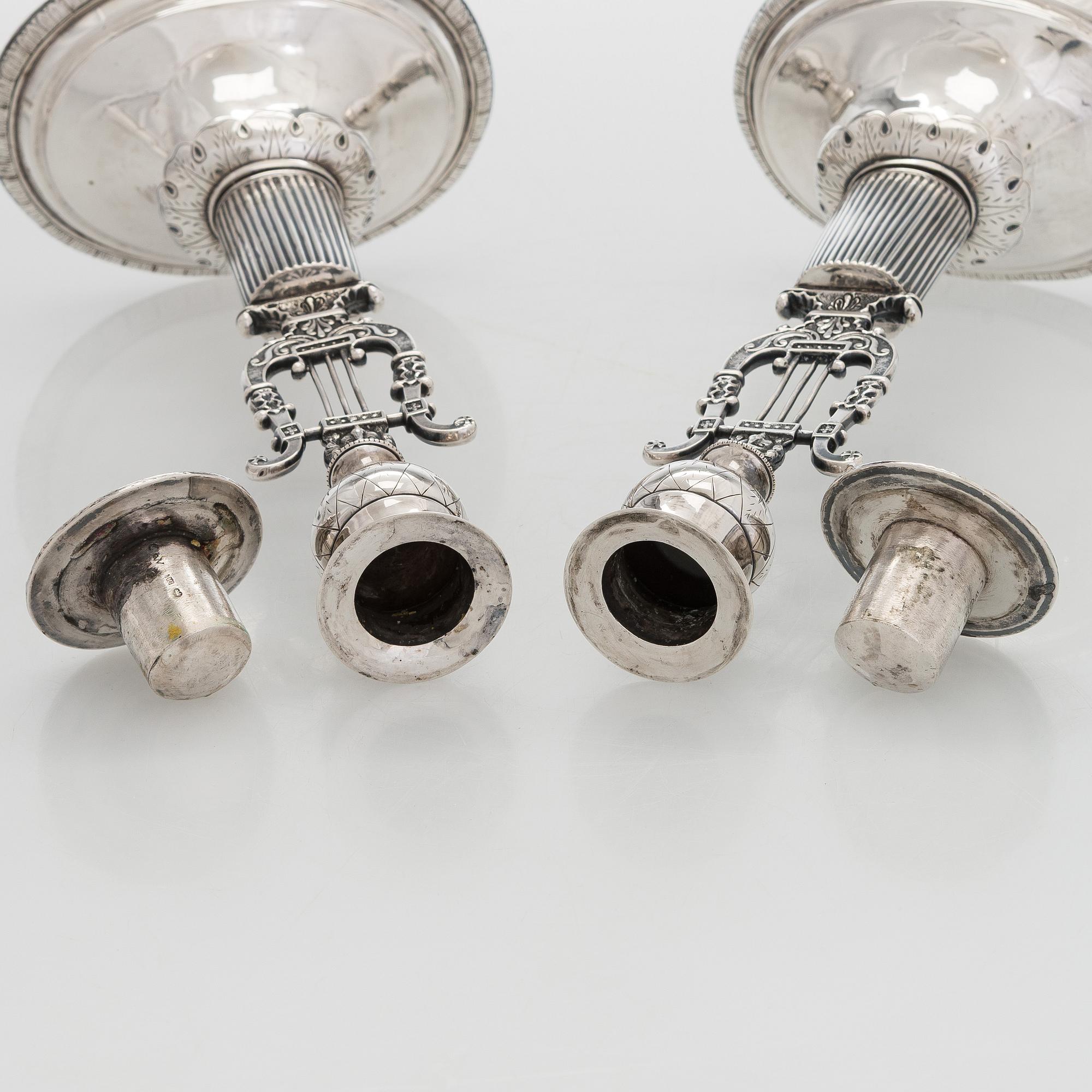 A pair of Empire silver candlesticks, maker's mark of Jacob Herman Lundström, Kuopio 1830.