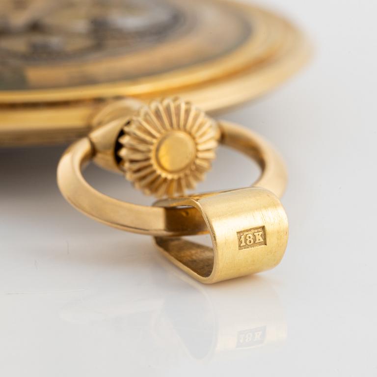 Tavannes Watch Co, Trusty, 18K gold/enamel, pocket watch, 47 mm.
