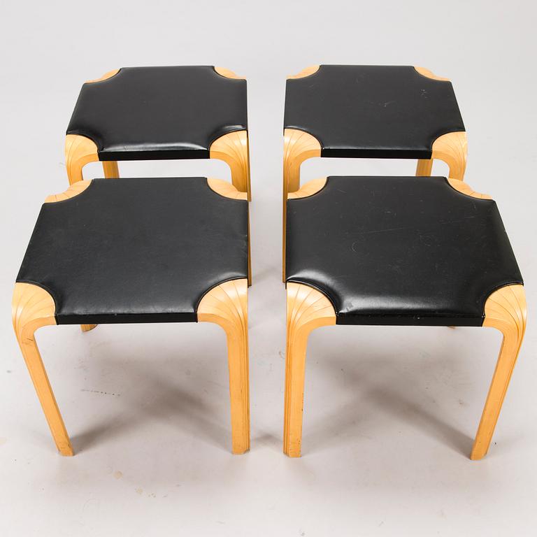 ALVAR AALTO, four 1970s 'X602' stools for Artek.