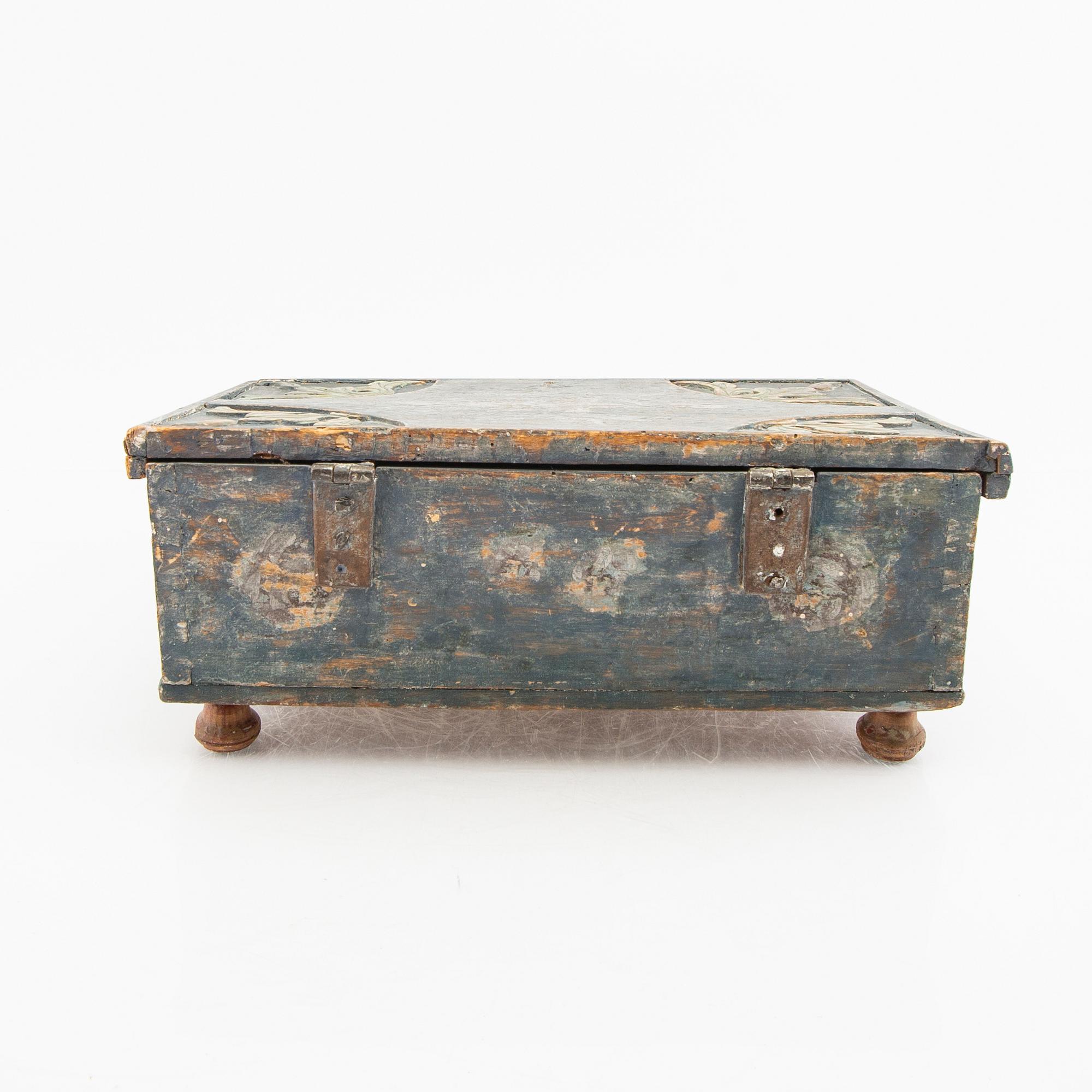 A painted wooden 18th century box.