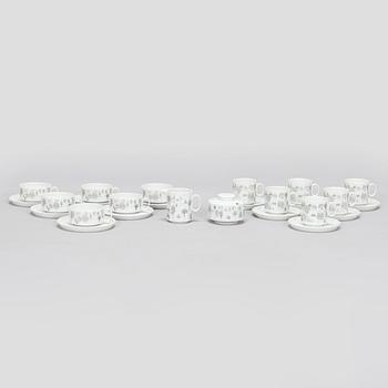 Tapio Wirkkala /Rut Bryk, kaffe- och teservis, porslin, 14 delar, "Winterreise" & "Polygon". Rosenthal.