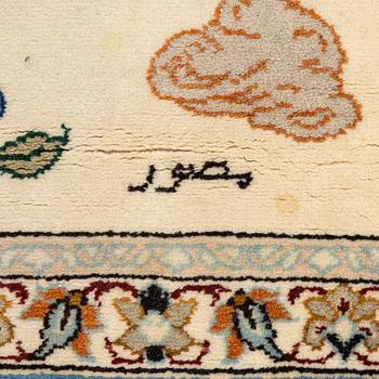 An Isfahan, figural rug, signed, c. 172 x 109 cm.