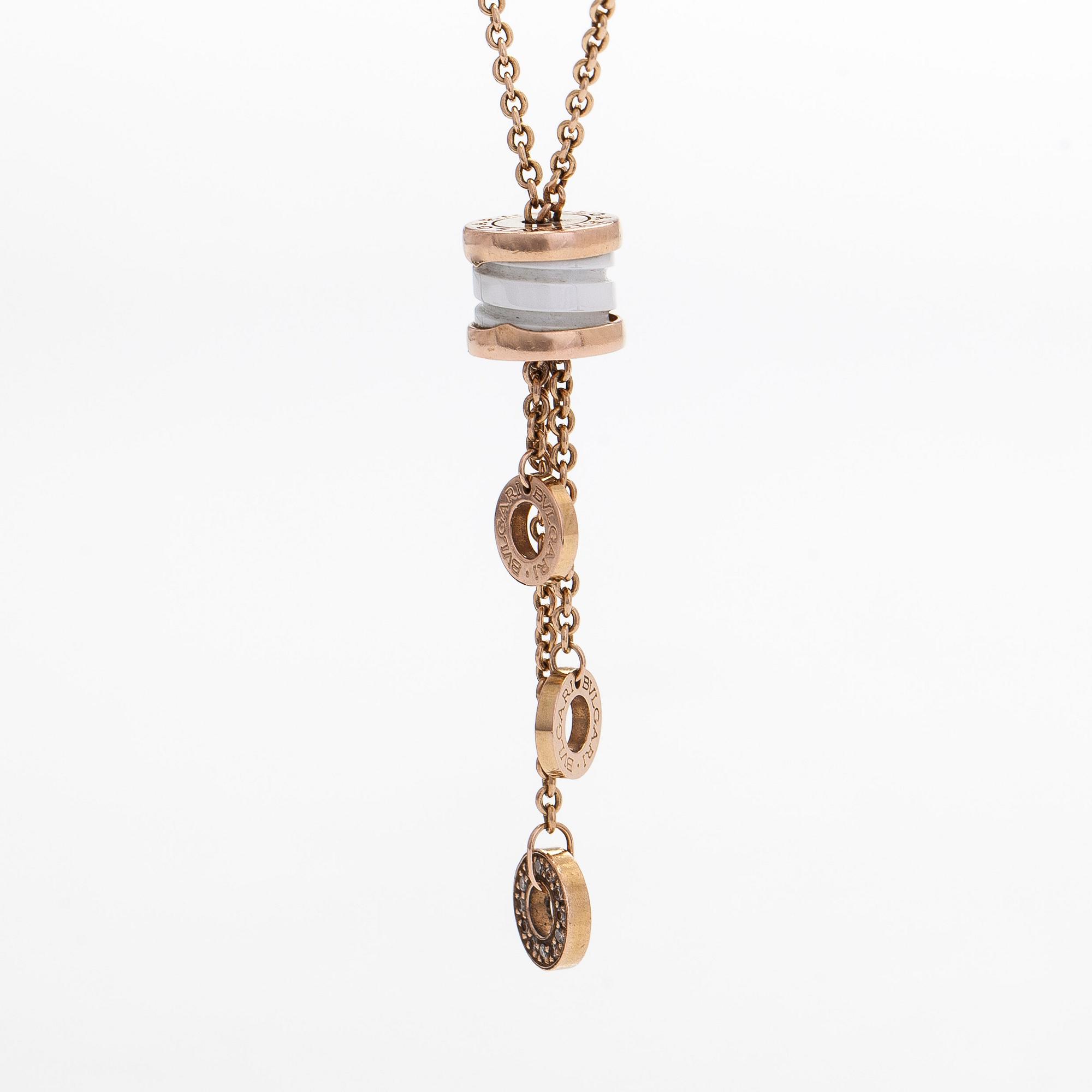 Bulgari, collier, "B.zero1", 18K guld, keramik och diamanter.