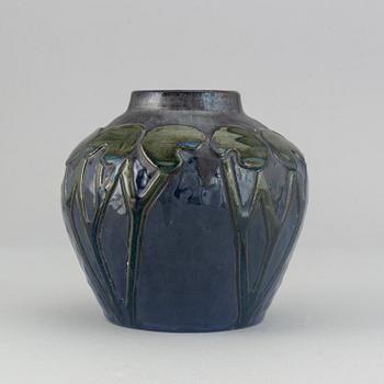 Hilma Persson-Hjelm, an Art Nouveau glazed ceramic vase, signed and dated 1915.