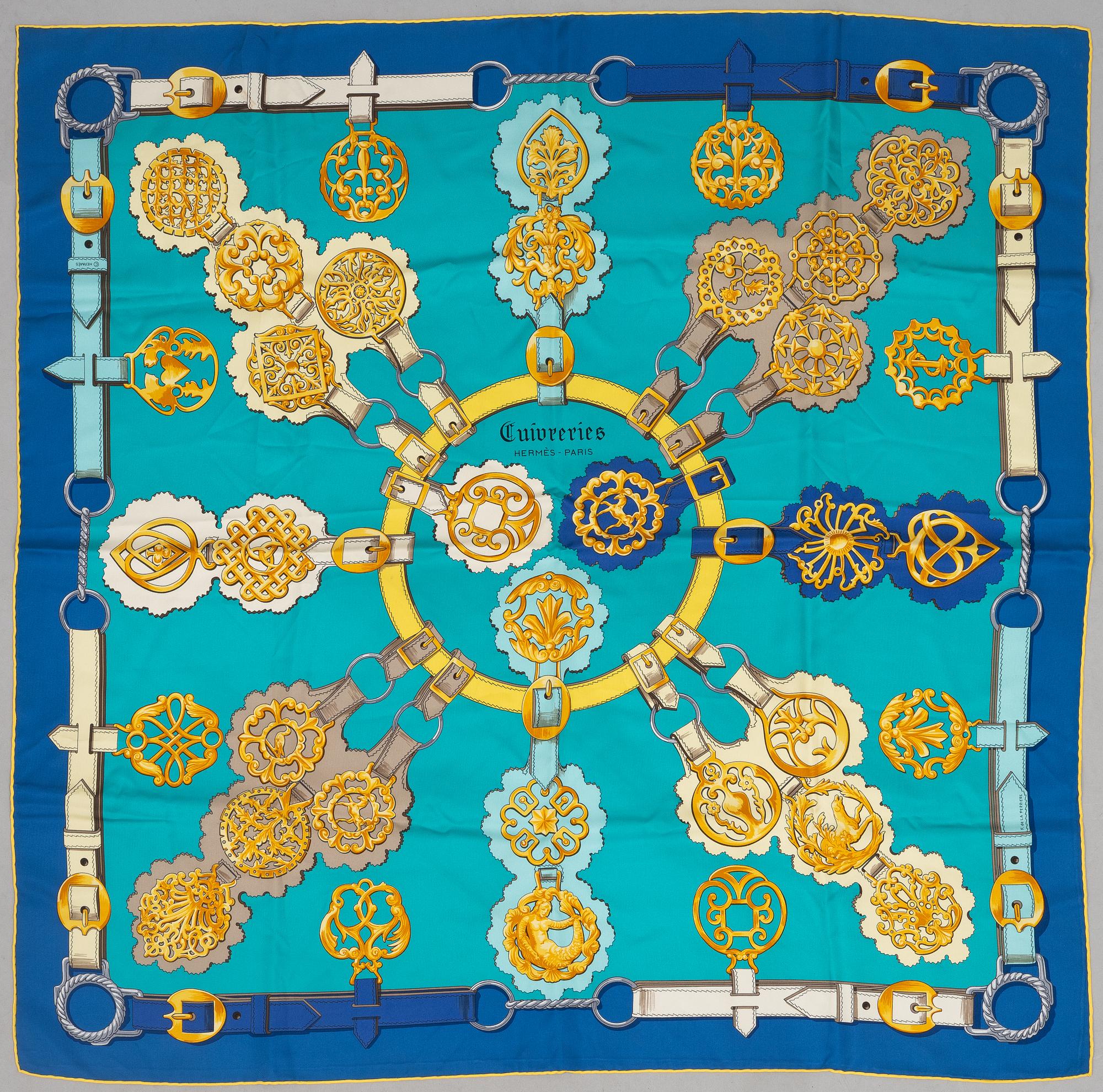 Hermès, scarf, "Cuivreries".