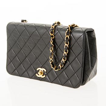 CHANEL Black Lambskin Single Full Flap Bag.