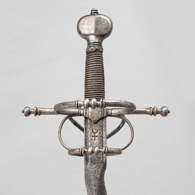 A flame bladed rapier, late 16th century, probably Germany.