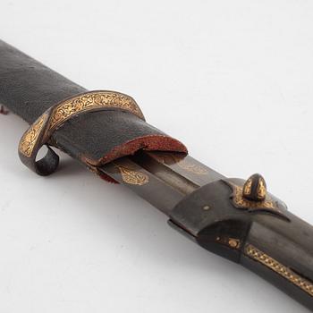 Quama Persian, 19th century. Straight blade. Signature and decoration in gold. Hilt wit...