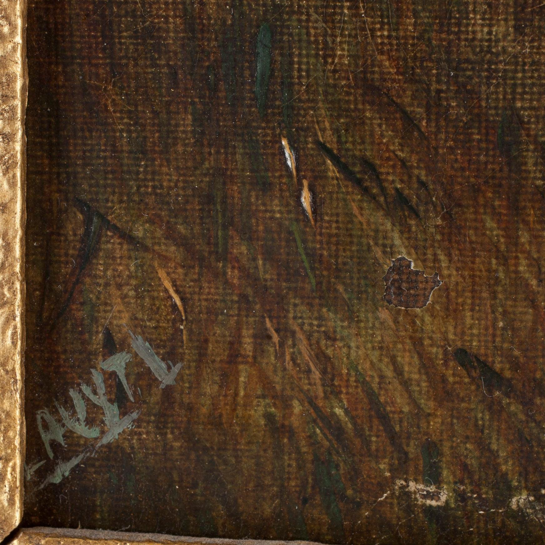 OKÄND KONSTNÄR, olja på duk 1800-tal. Bär singatur.