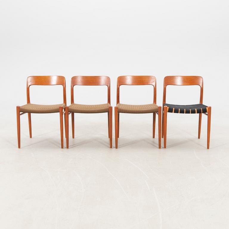 Niels O. Møller, Chairs 4 pcs (3+1). J.L. Møllers Møbelfabrik, Denmark 1950s-1960s.