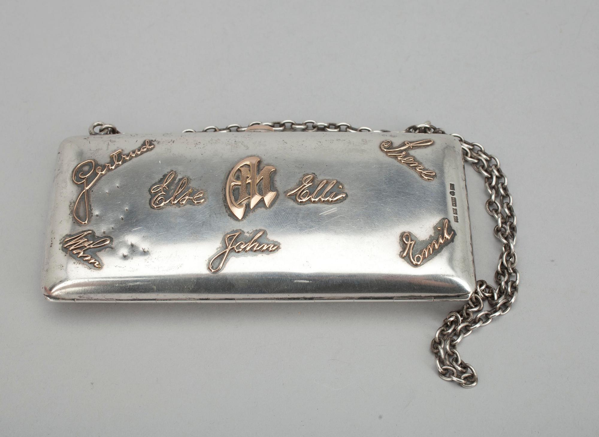 AFTONVÄSKA, silver, Åbo 1919. Vikt 217 g.