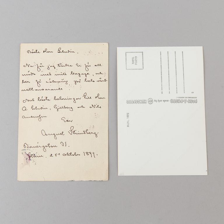 A post card with autograph by  August Strindberg.
