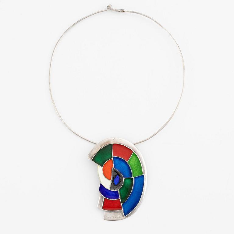 Sonia Delaunay, a pendant, silver with enamel, France 1985.