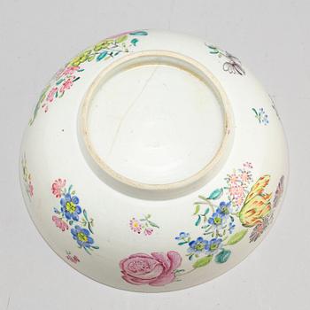 A famille rose export punch bowl, Qing dynasty, Qianlong (1736-95).