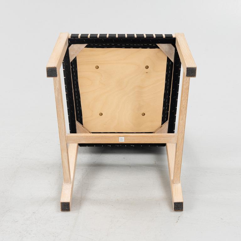Kerstin Olby, six oak chairs and a stool.