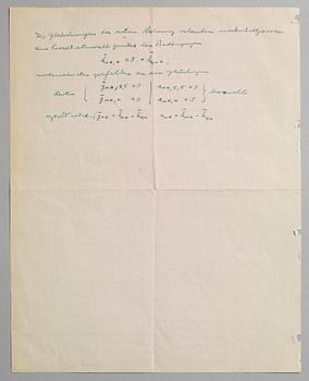 ALBERT EINSTEIN, Autograph letter with mathematical equations, signed "A. Einstein" and dated 20.XI.29. with envelope.