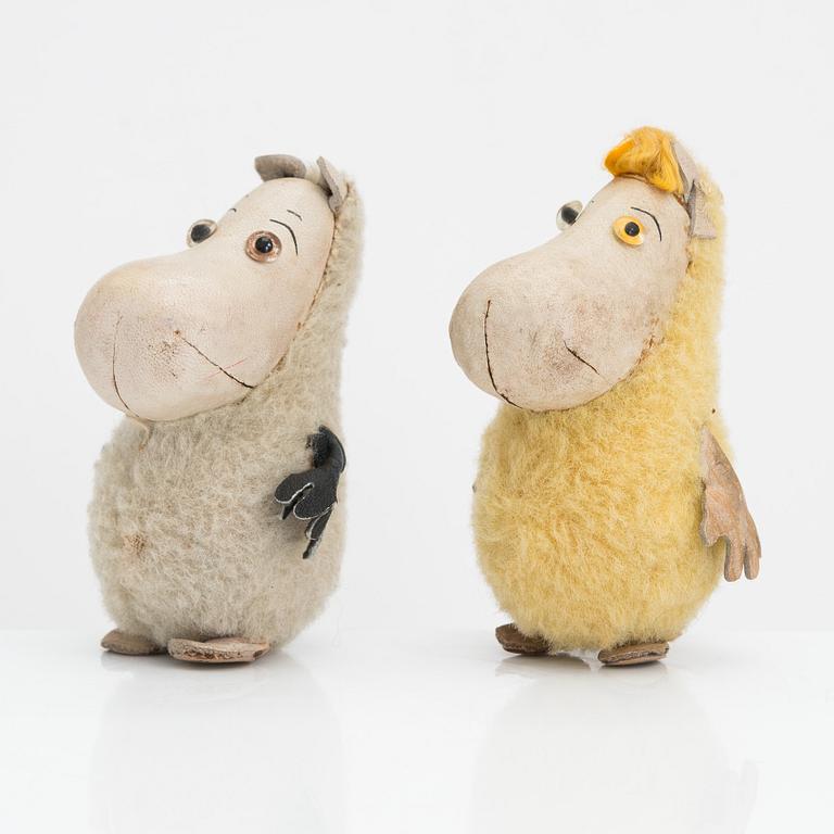 Two Moomin characters by Atelier Fauni, 'Moomin' & 'Snorkmaiden', Finland, 1950s-60s.