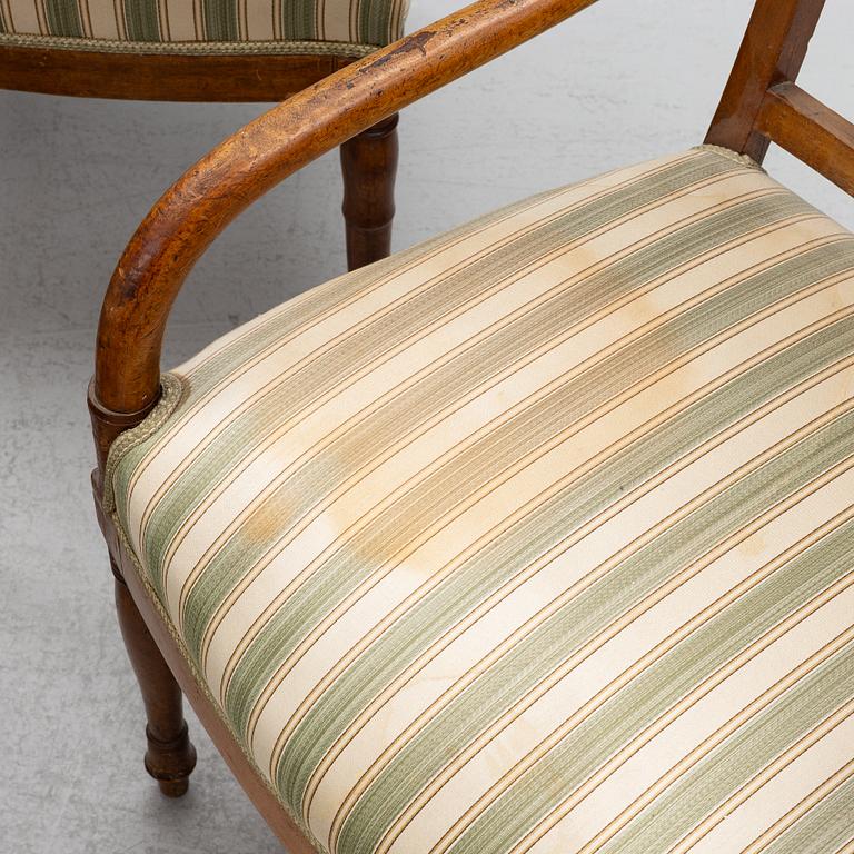 Chairs, 10 + 2 pcs, Empire. 19th century.