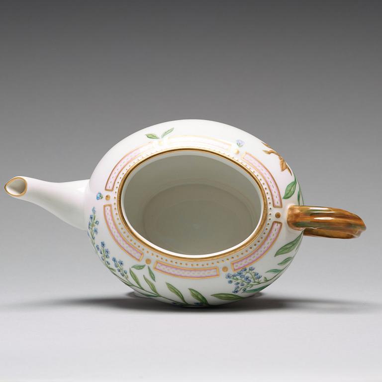 A Royal Copenhagen 'Flora Danica' tea pot with cover, Royal Copenhagen, Denmark, 20th Century.