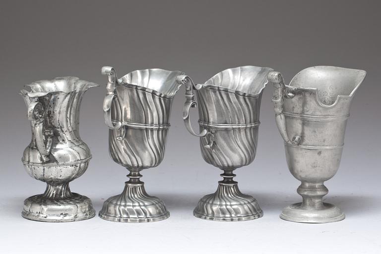 VINKANNOR, tenn, 4 st. 1800-tal.