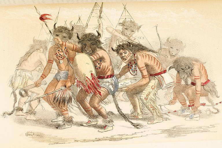 BOK, "Nord-Amerikas Indianer och de under ett åttaårigt vistande...äfventyr och öden" av George Catlin, Stockholm 1848.