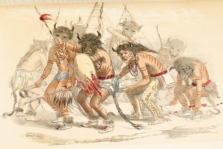 BOK, "Nord-Amerikas Indianer och de under ett åttaårigt vistande...äfventyr och öden" av George Catlin, Stockholm 1848.