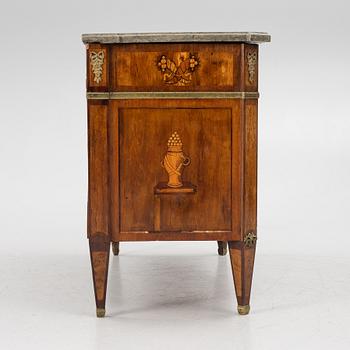 A Gustavian marquetry commode by C- Lindborg (master in Stockholm 1781-1808).