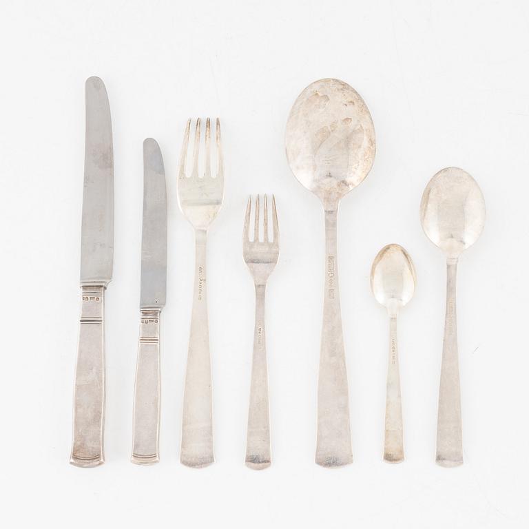 Jacob Ängman, cutlery set, 45 pieces, silver, model Rosenholm.