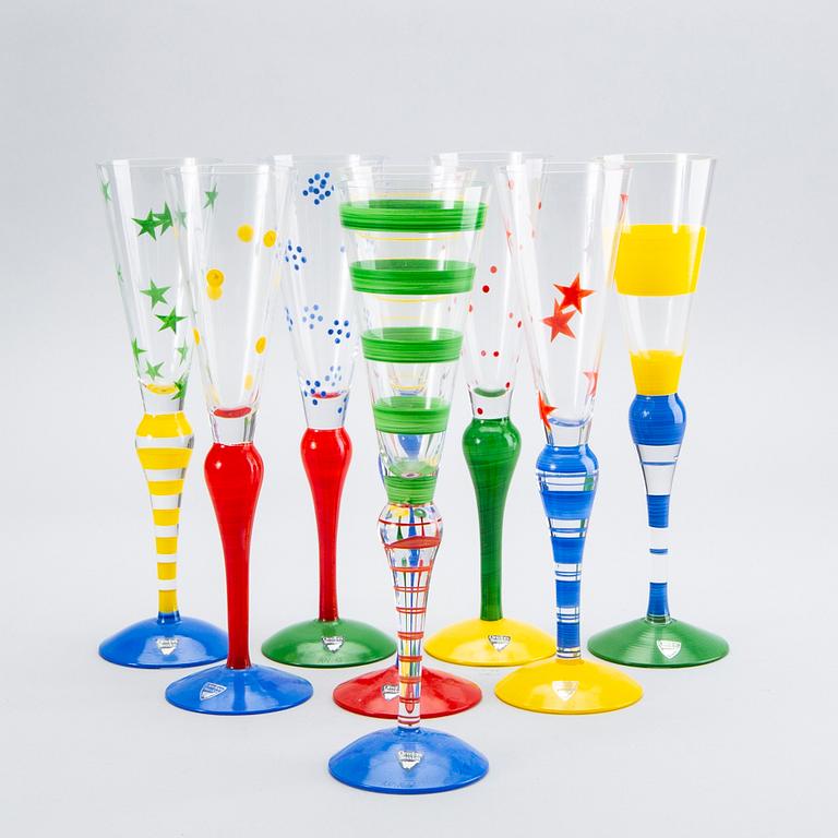 Anne Nilsson, champagne glass, 8 pcs, "Clown", Orrefors.