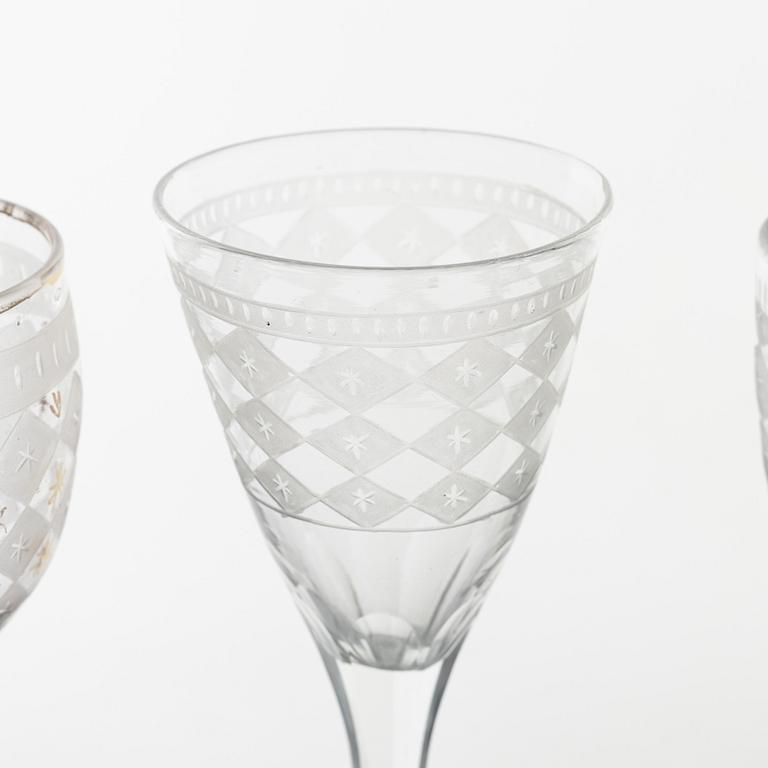 A group of 20 late gustavian liquer glasses, various manufactories, 19th century.