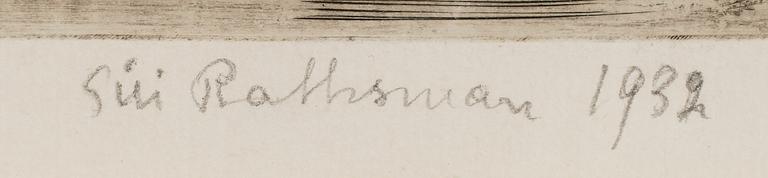 SIRI RATHSMAN, färgetsning, signerad 1932, EA.