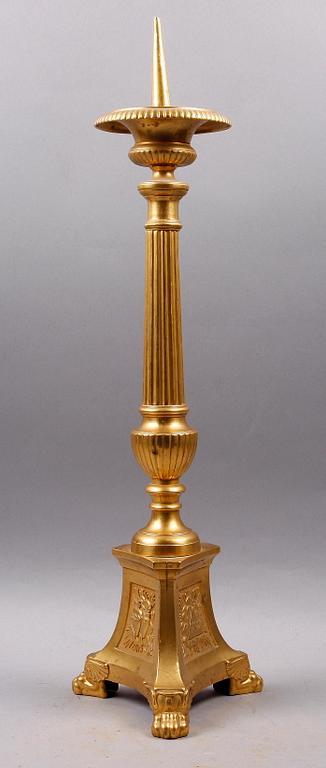 ALTARLJUSSTAKE, mässing, barockstil, 1900-tal.