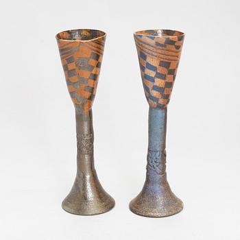 Elina Sorainen, two ceramic beakers, signed and dated 2002.