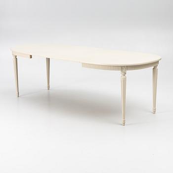 A dining table with 10 chairs, Gustavian Style dining suite, second half of the 20th century.