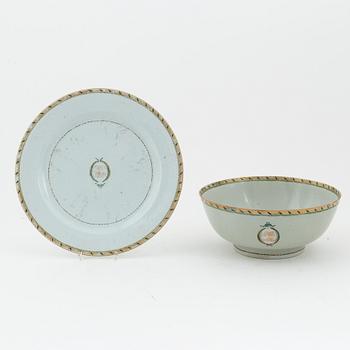 A punch bowl and dish, Qing dynasty, late 18th Century.