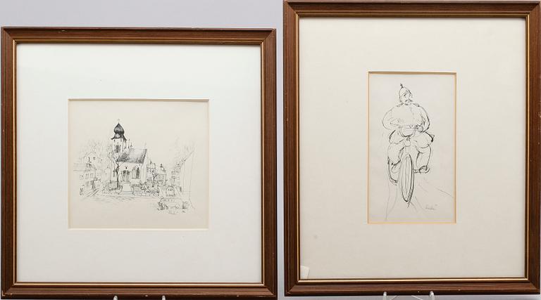 RAGNAR LINDEN, blyerts- och tuschteckningar, 9 st, signerade.