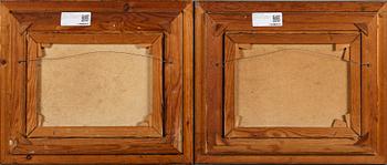 OKÄNDA KONSTNÄRER, 2 st, oljor på duk, en signerad P Brun.