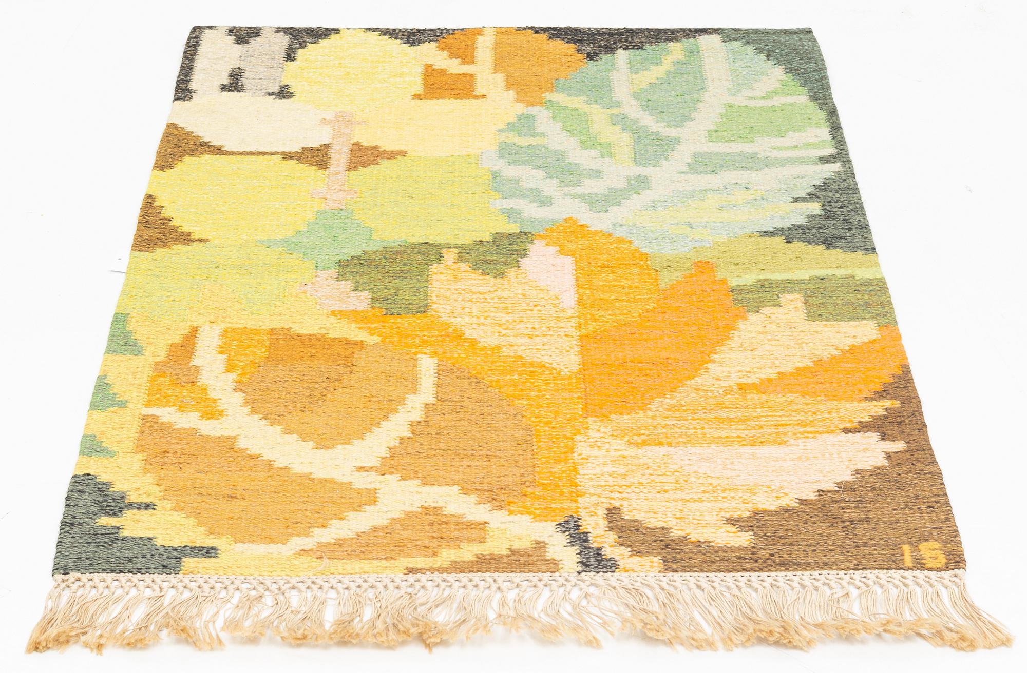 Ingegerd Silow, vävnad, "Höstlöv", rölakan 120 x 85 cm.